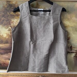 Vicini G.A.T. Plaid Square Neck Top 42 (US 6–8) Fitted Sleeveless Gingham Tank